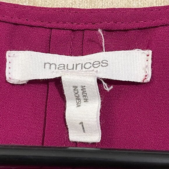 Maurices Blouse Women's 1 Burgundy Cap Sleeve - Picture 5 of 11